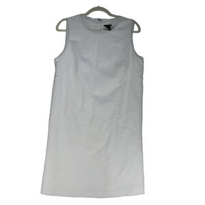 Ann Taylor White Dress Women 10 Textured Stretch Elegant Classic Sleeveless